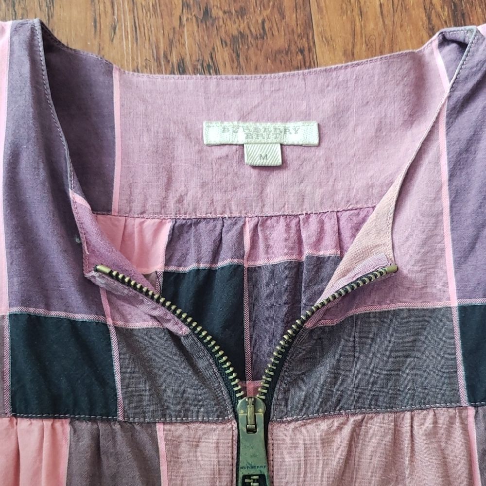 Burberry Nova Check Plaid Tunic Size M Pink Purple Chic Boho Preppy Coastal - Picture 3 of 8